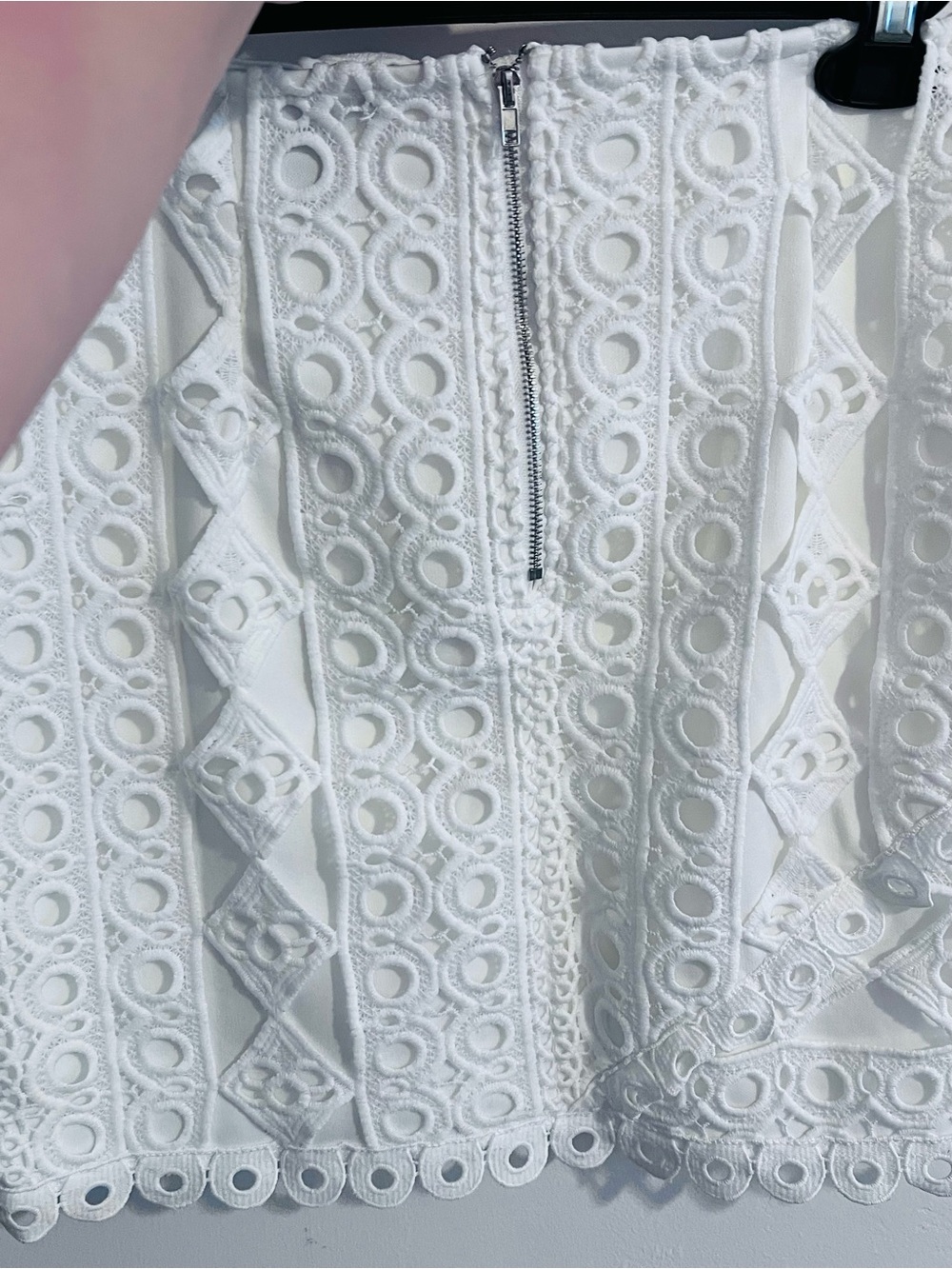 Aqua White Lace Eyelet Mini Skirt - Picture 2 of 3